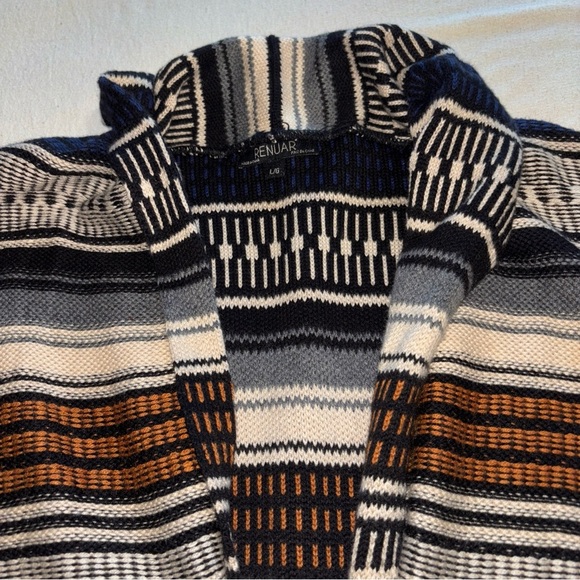 Renuar Women's Multicolor Aztec Tribal Southwestern Cardigan Buckle Closure SzL - Picture 3 of 9